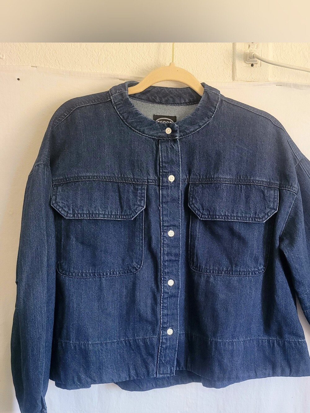 SCOOP Brand... Classic Dark Blue Denim Button-Front Jacket with Chest Pockets